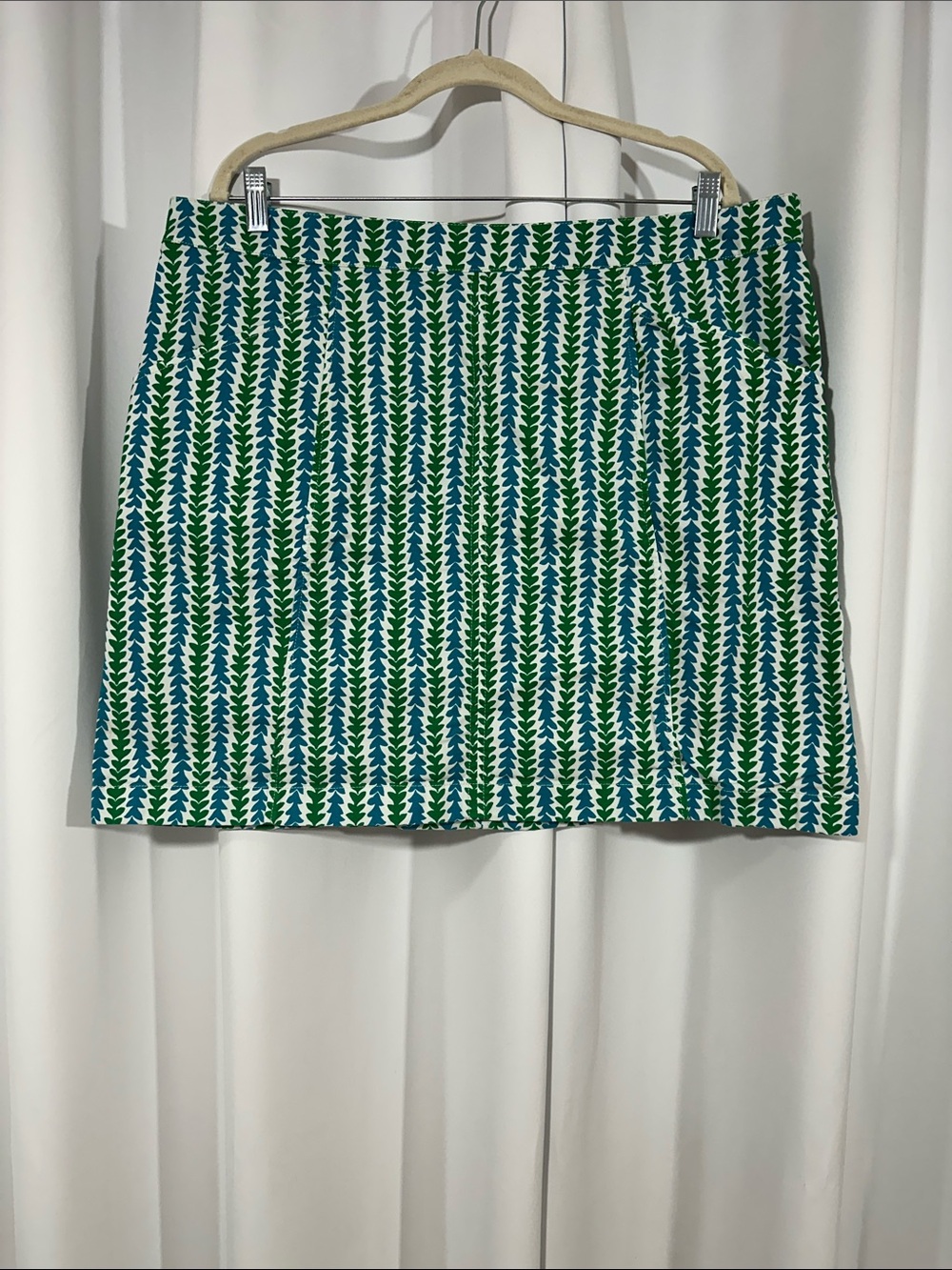Boden Green Blue Geometric Print Mini Skirt Size 16/18R